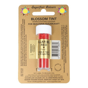 sugarflair, petal, sugarlfowers, suikerbloemen, red, pillarbox, blossom, tint, poederkleurstof, eetbaar, buisje, D144, rood, colour, color, kleur, kleurstof, poeder, powder, sugarflowers